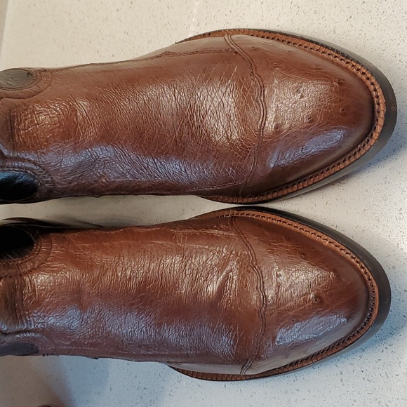 Men TONY LAMA MT0102 smooth quill ostrich leather western style boots (sz 8.5D) - Picture 5 of 10